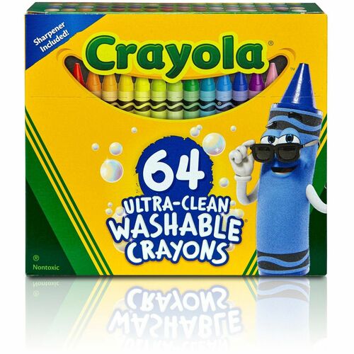 Crayola  Crayons, w/Built-in Sharpener, Washable, 64/PK, Assorted