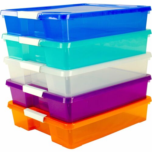 Storex Industries Corporation  Craft Box, Stackable, 14"Wx14"Lx3"H, 5/CT, Assorted