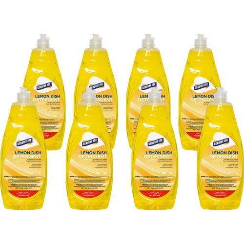 Genuine Joe  Dish Detergent, Pot & Pan, Conc, Lemon, 38 oz, 8/CT, Yellow-GJO99675CT