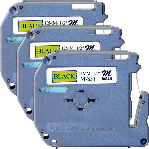 Brother  Labeling Tape, Nonlaminated, 1/2" Size, 3/BD, Black/Gold