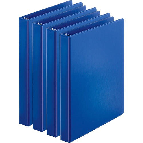 Business Source  Binders, Round Rings, 1" Cap, 11"x8-1/2", 4/BD, Dark Blue