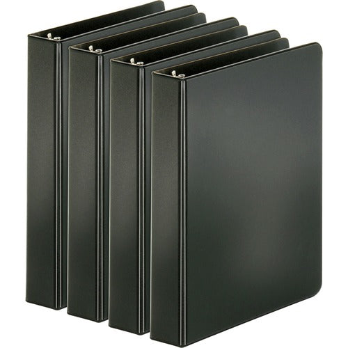 Business Source  Binders, Round Rings, 1" Cap, 8-1/2"x5-1/2", 4/BD, Black