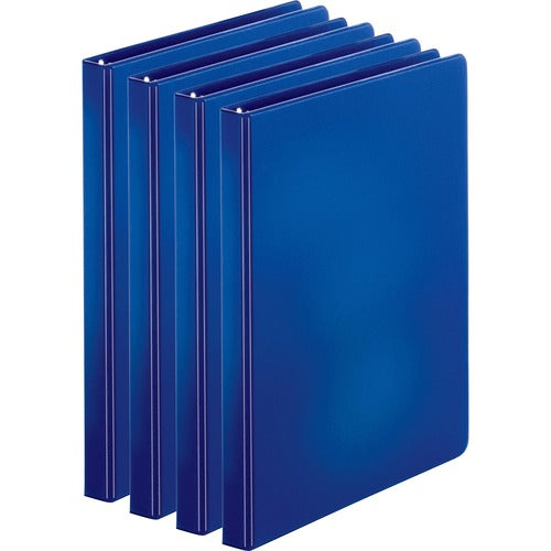 Business Source  Binder, Round Rings, 1/2" Cap, 8-1/2"x11", 4/BD, Dark Blue