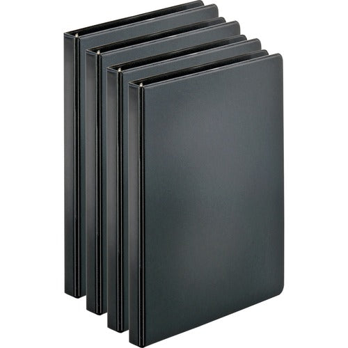 Business Source  Binder, Round Rings, 1/2" Cap, 8-1/2"x11", 4/BD, Black