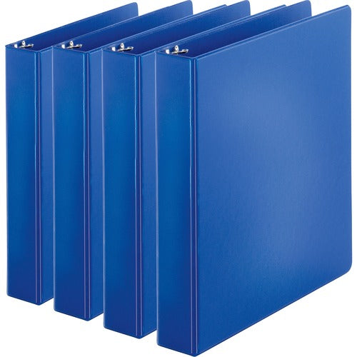 Business Source  Binder, Round Rings, 1-1/2" Cap, 8-1/2"x11", 4/BD, Dark Blue