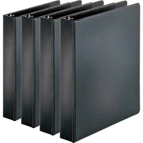 Business Source  Binder, Round Rings, 1-1/2" Cap, 8-1/2"x11", 4/BD, Black