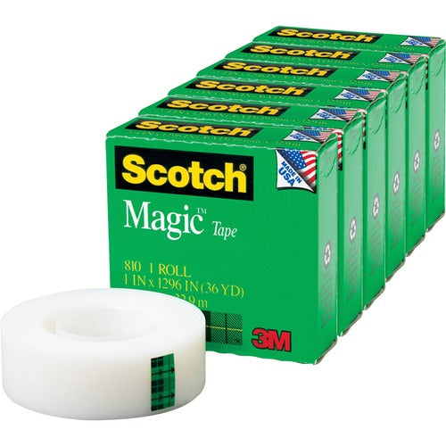 3M  Magic Tape, 1" Core, 1"x1296", 6/PK, Transparent