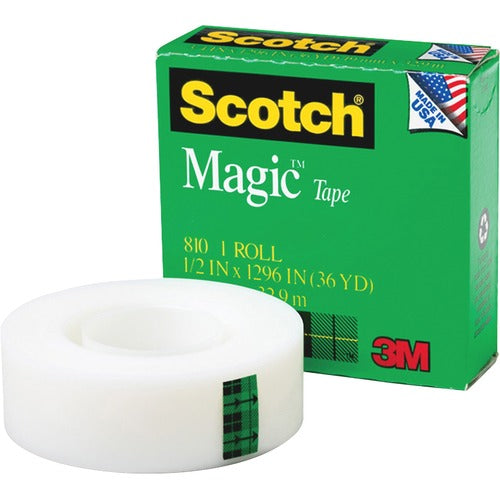 3M  Magic Tape, 1" Core, 1"x1296", 12/PK, Transparent