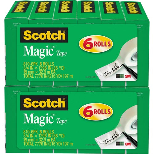 3M  Magic Tape, 1" Core, 3/4"x1296", 12/BD, Transparent