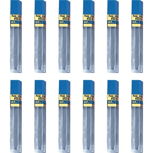 Pentel  Hi-Polymer Lead, 0.7 mm, Medium, 2H, 12/Tube, 12TB/BX, BK