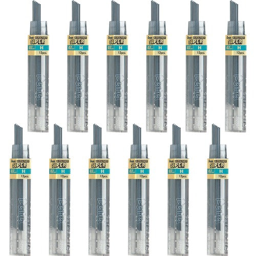 Pentel  Hi-Polymer Lead, 0.7 mm, Medium, H, 12/Tube, 12/BX, Black