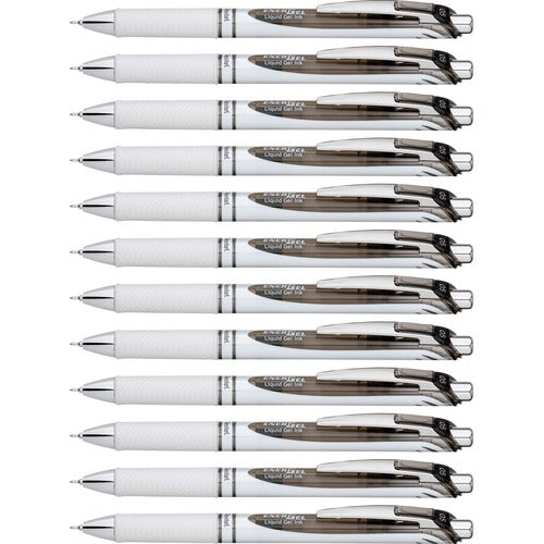 Pentel  Gel Pen,Retractable/Refillable,Needle Tip,0.5mm,1 DZ,BK Ink