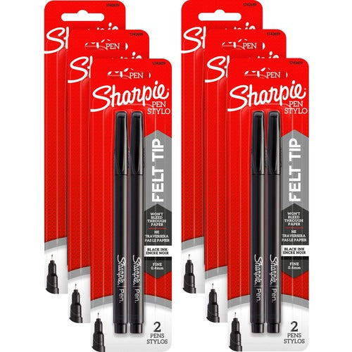 Newell Brands  Sharpie Pen, Permanent, Fine Point, 2/Pack, 12/BX, Black