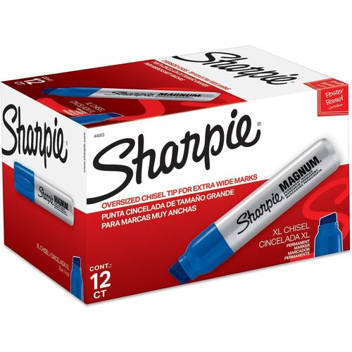 Newell Brands  Sharpie Marker,Permanent,Magnum,Jumbo Chisel Pt,12/BX,Blue