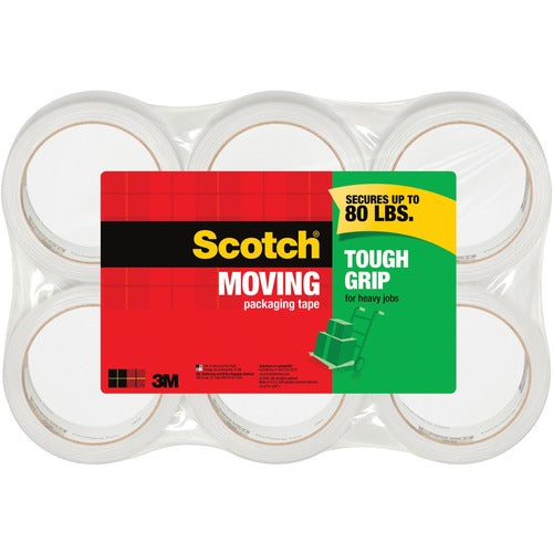 3M  Packaging Tape, Tough Grip, 80 lb, 48mmx50m, 6/PK, Clear