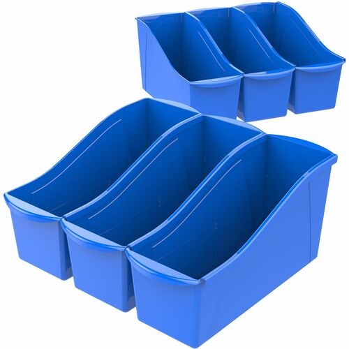 Storex Industries Corporation  Interlocking Book Bins, 5-3/10"Wx14-3/10"Lx7"H, 6/CT, Blue