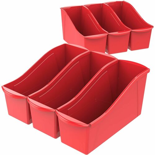 Storex Industries Corporation  Interlocking Book Bins, 5-3/10"Wx14-3/10"Lx7"H, 6/CT, Red