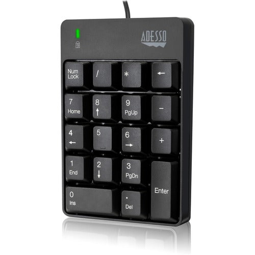 Adesso  Keypad,Numeric,Compact,18Key,Wired,3.25"x0.7"x5",Black