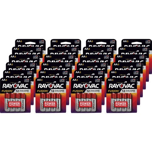 Rayovac Corporation  Batteries,AA,Alkaline,Fusion,8/PK, 24PK/CT, Red/Silver