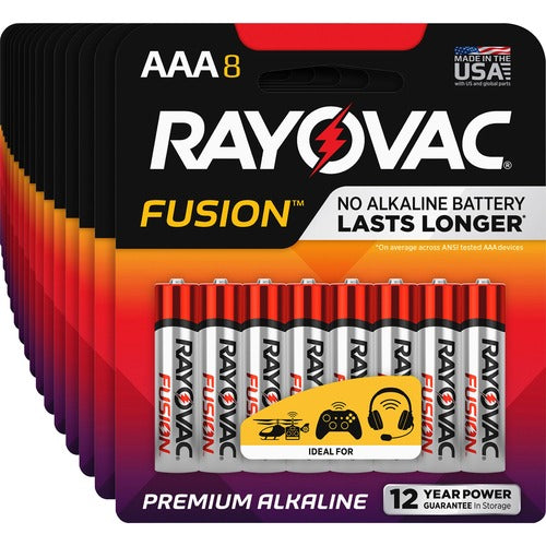 Rayovac Corporation  Batteries,AAA,Alkaline,Fusion,8/PK,30PK/CT,Red/Silver