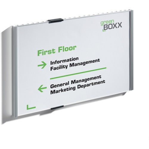 Durable Office Products  Information Sign, 11-7/8"Wx1/2"Dx8-1/2"H, Silver
