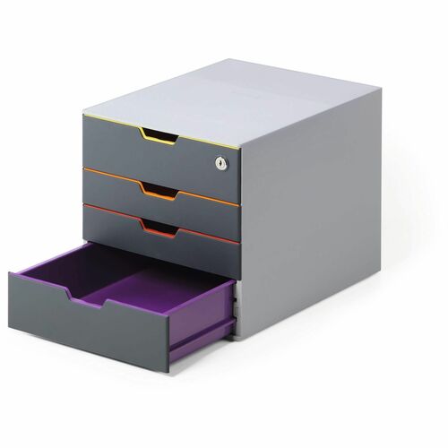 Durable Office Products  Organizer,4-Drawer(2 XXL),Cylinder Lock,11.5"Wx11"Hx14"D,GY