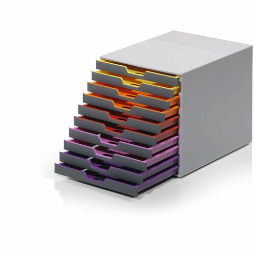 Durable Office Products  Organizer, 10-Drawer, Stackable, 11.5"Wx14"Dx11"H, Gray