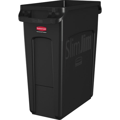 Rubbermaid Commercial Products  Waste Container, Slim Jim, 16 Gal, 11"x22"x25", Black