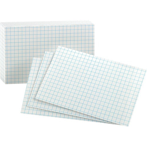 Oxford  Index Card, 8 Point, Grid, 3"x5", 100/Pack, White