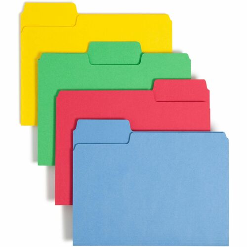 Smead  SuperTab Colored File Folders, 1/3-Cut Tabs: Assorted, Letter Size, 0.75" Expansion, 11-pt Stock, Color Assortment 1, 24/Pack