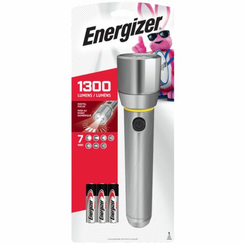 Eveready Battery Co Inc  Flashlight, LED, Metal, 1300 Lumens, Digital Focus, Chrome-EVEEPMZH61E