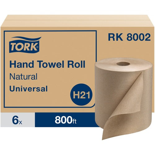 TORK  Hand Towel Roll, 1-Ply, 7-9/10"Wx1000'L, 6/CT, Nature
