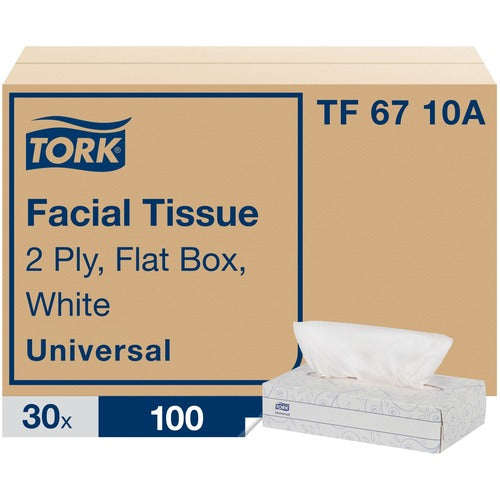 TORK  Facial Tissue,FlatBox,2-Ply,7-9/10"Wx8-1/5"L,100/BX,30/CT,WE