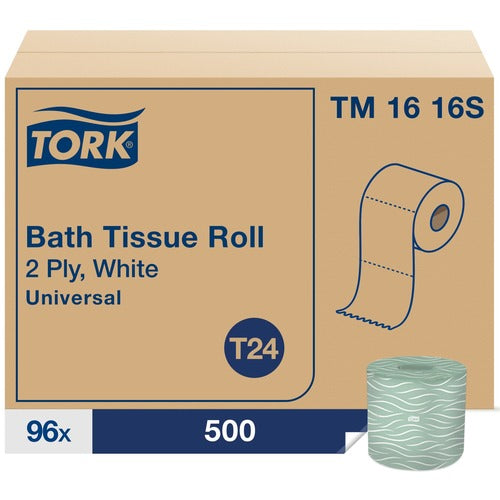 TORK  Bath Tissue Roll, 2-Ply, 4"Wx156-1/4'L, 96/CT, White