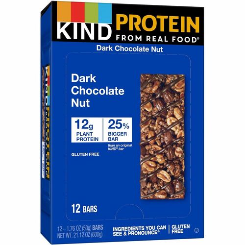 Kind LLC dba Kind Snacks  Snack Bars, 12g Protein, Dark Chocolate Nut, 1.76oz, 12/BX