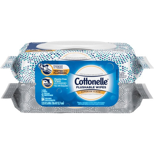 Kimberly-Clark Professional  Cleansing Wipes, Flushable, 7-1/4"x5", 42/Pkt, 2Pkt/PK, WE