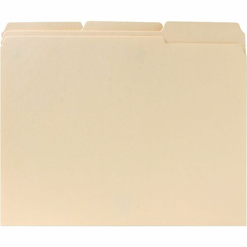 Business Source  File Folders, 1/3 Cut Assorted Tab, 2-Ply, Ltr, 100/BX, MLA
