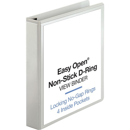 Business Source  View Binder, Locking D-Ring, 1-1/2" Capacity, Letter, White