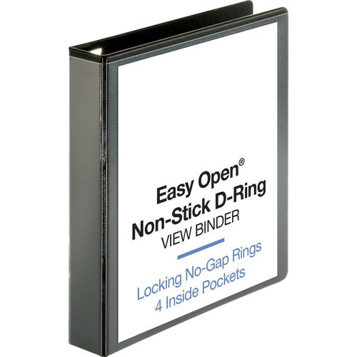 Business Source  View Binder, Locking D-Ring, 1-1/2" Capacity, Letter, Black