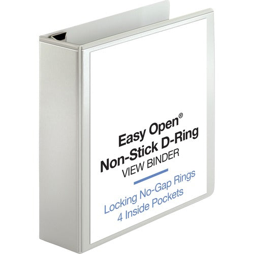 Business Source  View Binder, Locking D-Ring, 3" Capacity, Letter, White