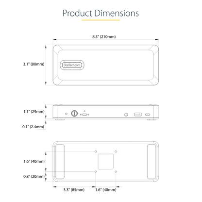 StarTech.com DK31C3MNCR laptop dock/port replicator Wired USB 3.2 Gen 2 (3.1 Gen 2) Type-C Gray