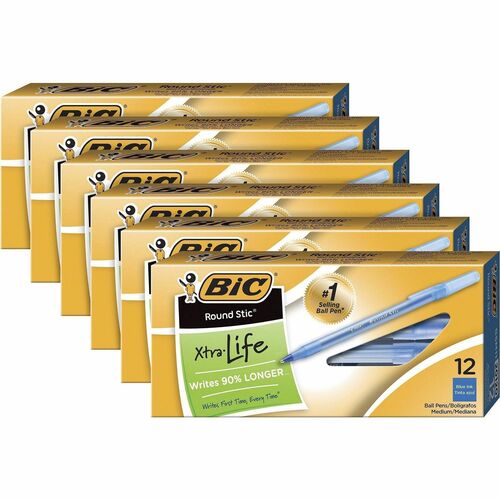 Bic  BallpointPens,Stick,MedPnt,12/BX,6BX/BD,Frost Barrel/BEInk
