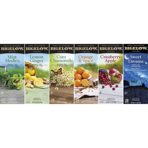 Bigelow  Herbal Tea Assortment, 6"Wx10"Lx7"H, 28/BX, 6BX/CT, AST