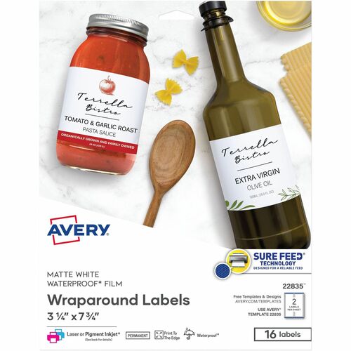 Avery  Labels, Water-resistant, Permanent, 3-1/4"x7-3/4", 16/PK,WE
