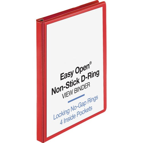 Business Source  View Binder, D-ring, 1" Capacity, 8-1/2"x11", Red
