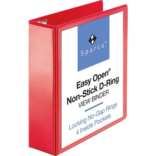 Business Source  View Binder, D-ring, 3" Capacity, 8-1/2"x11", Red