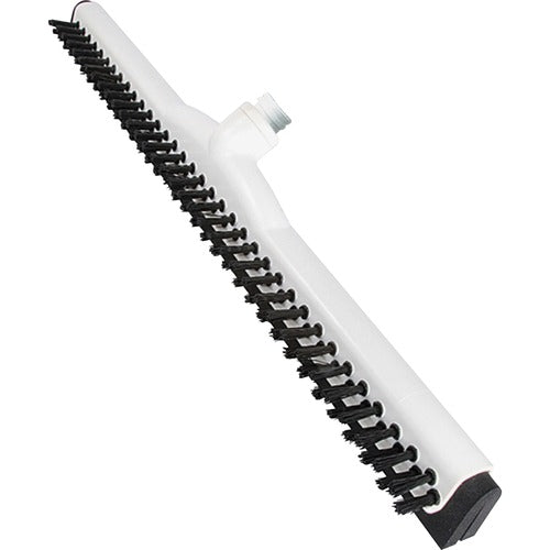 Ettore Products  Floor Squeegee, w/Brush, Plastic, 18"x3-1/2"x2-1/2", White-ETO48318