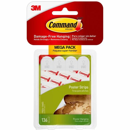 3M  Poster Strips, Removable Adhesive, Mega PK, 136/PK, WE