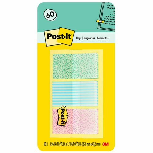 3M  Post-it Flags, 30 Flags/PD, 0.94", 60 Flags/PK, AST Pastels