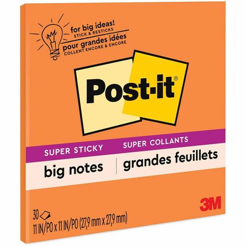 3M  Notepad,Post-it Big Notes,Super Sticky,30 Shts,11"x11",OE